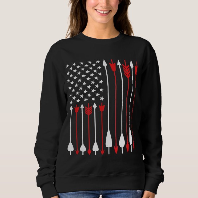 Bow Junting US American Flag Archery Patriotic Bo Sweatshirt (Vorderseite)