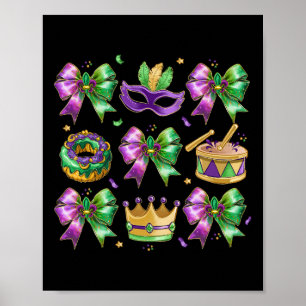 Bow King Cake Crown Mask Drum Mardi Gras Kostüm Poster