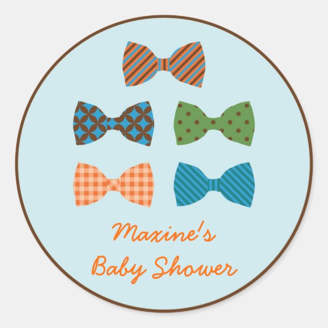 Bow Krawatte Baby Dusche Gefallen Sticker (Vorderseite)