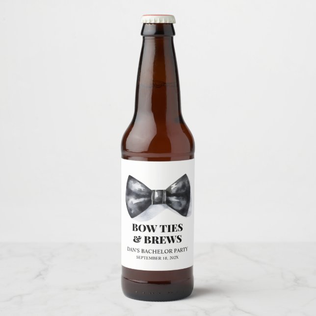 Bow Krawatte Bachelor Party Trauzeuge Bierflaschenetikett (Vorderseite)