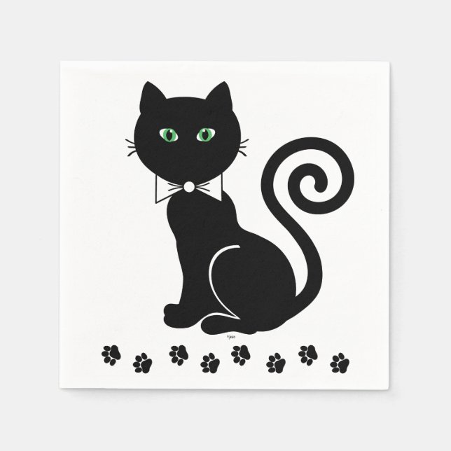 Bow Krawatte Cat Napkins Serviette (Vorderseite)