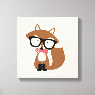 Bow Krawatte Hipster Brown Fox Leinwanddruck
