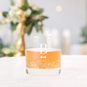 Bow Krawatte Monogram Trauzeugen Trauzeuge Hochzei Whiskyglas