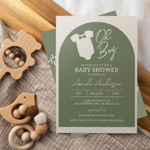 Bow Krawatte Sage Green Baby Dusche Einladung