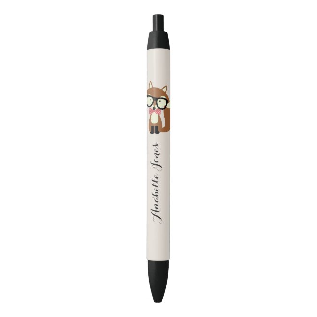 Bow Krawatte und Brille Hipster Brown Fox Personal Kugelschreiber (Vorderseite Vertikal)