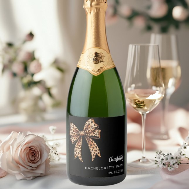 Bow Leopard drucken schwarzen Junggeselinnen-Absch (Von Creator hochgeladen)