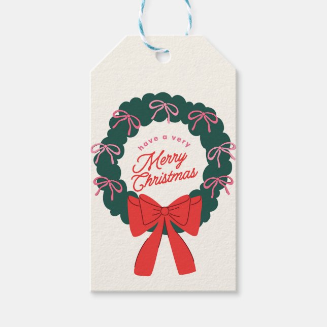 Bow Merry Christmas Geschenkanhänger (Vorderseite)