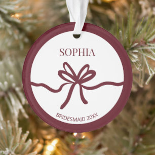 Bow Modern Bridesmaid Burgundy Elegantes Jahr Ornament