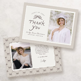 Bow Modern Photo Graduation Thank You Card Dankeskarte