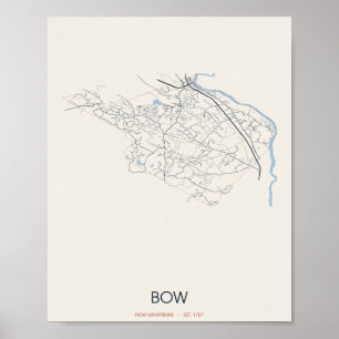 Bow, New Hampshire Straßenkarte Poster – Gegr. 172