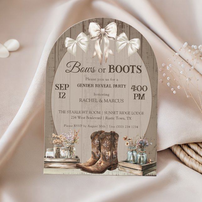 Bow oder Boots rustikale Boho-Geschlechter-Enthüll Einladung (Von Creator hochgeladen)