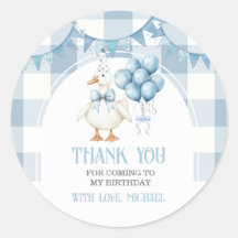 Bow One Silly Goose 1st Birthday Blue Gingham