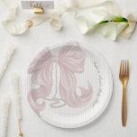 Bow Pearl Girl Baby Shower  Pappteller<br><div class="desc">Elegant timeless striped themed baby shower plate</div>
