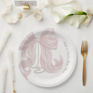 Bow Pearl Girl Baby Shower  Pappteller