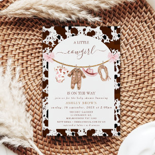 Bow Pink Clothesline Kuh Print Cowgirl Babydusche Einladung