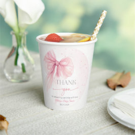Bow Pink Coquette Baby Shower  Pappbecher