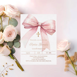 Bow pink Girl Rose Gold Bestätigung Folieneinladung