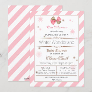 Bow Pink und Brown Mod Babydusche Einladung