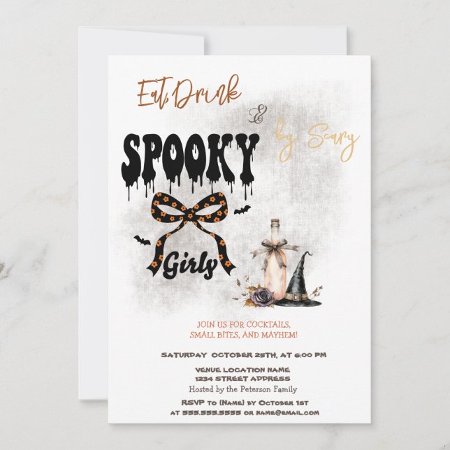 Bow Quel Casquette & Cocktail Halloween Invitation (Devant)