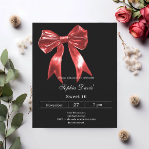 Bow Red Black Sweet 16 Einladung