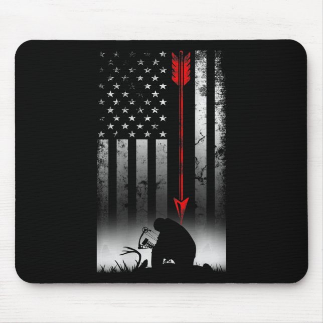 Bow Reh Jagd amerikanische Flagge Geschenk für Bow Mousepad (Vorne)