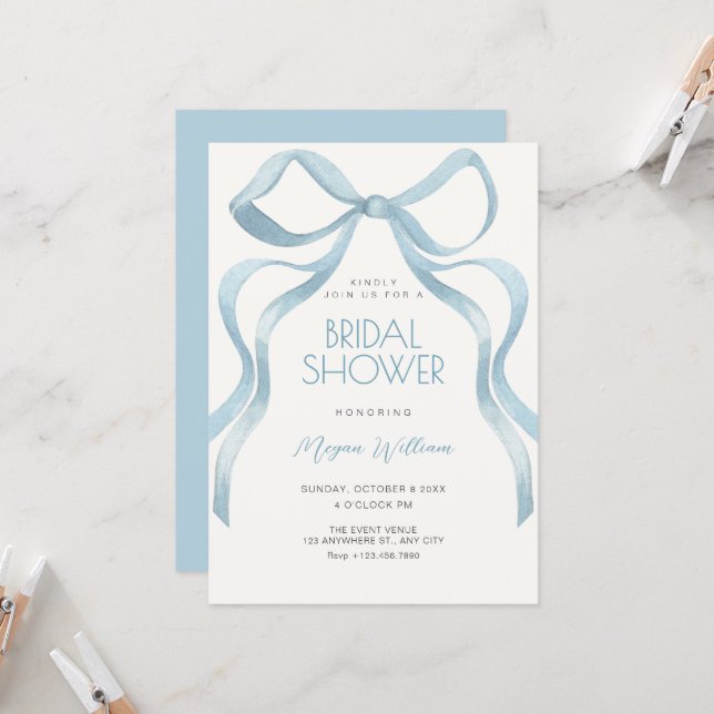 Bow ribbon bridal shower einladung (Vorderseite/Rückseite Beispiel)