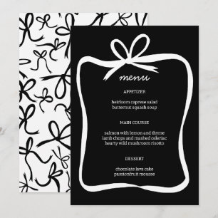 Bow Ribbon Frame Elegantes Brautparty CUSTOM Menükarte