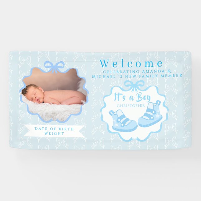 Bow Ribbon ist ein Junge Willkommen Banner (Horizontal)