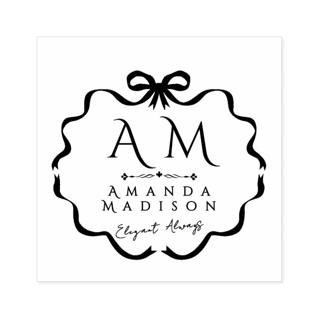 Bow Ribbon Monogram Kautschuk-Briefmarke Gummistempel (Prägung)