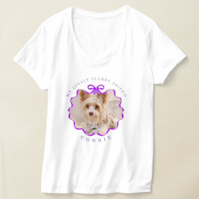 Bow Ribbon Pet Foto Lila T-Shirt (Ablage )