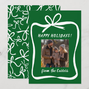 Bow Ribbon Rahmen Weihnachts-CUSTOM-FOTO Feiertagskarte