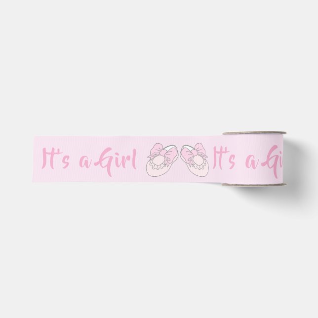 Bow Ribbon seine ein Mädchen Baby Schuhe rosa Band Ripsband (Vorderseite)