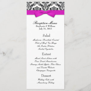 Bow rose chaud avec menu de réception Mariage dama
