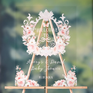 Bow rose Floral Crest Baby Girl Douche bienvenue