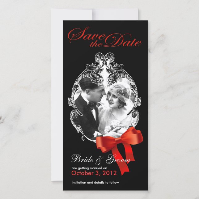 Bow rouge classique Sauvez le Carte photo de jour (Devant)