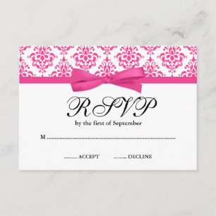 Bow ruban imprimé en damas rose RSVP