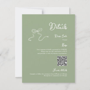 Bow-Salbei-Grün-Details Qr-Code-RSVP RSVP Karte