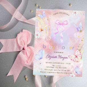 Bow Schmetterlinge Floral Regenbogen Babyparty Einladung