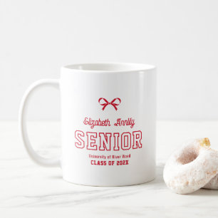 Bow Senior Custom Jahr Schrift Graduate College Kaffeetasse
