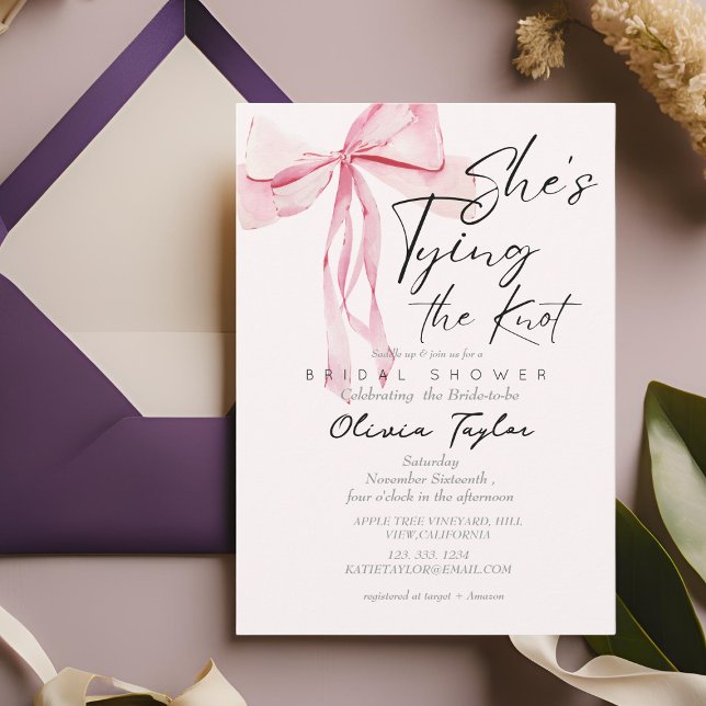 Bow She's The Knot Brautparty Einladung (Von Creator hochgeladen)