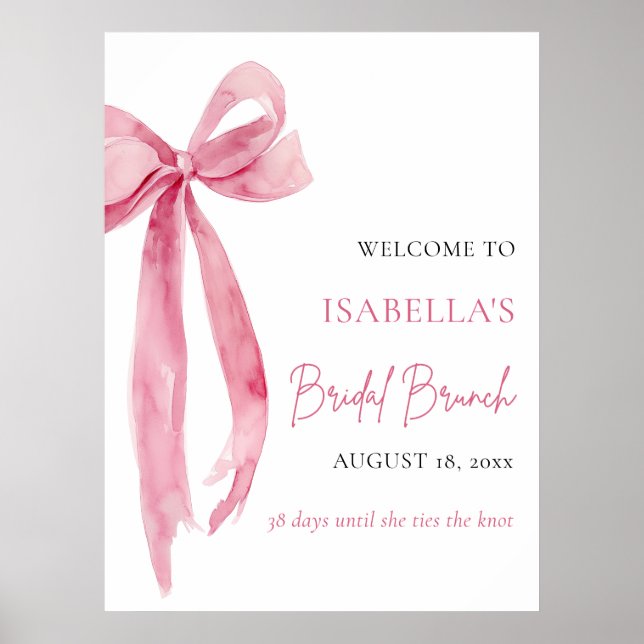 Bow She's The Knot Bridal Brunch Willkommen Poster (Vorne)