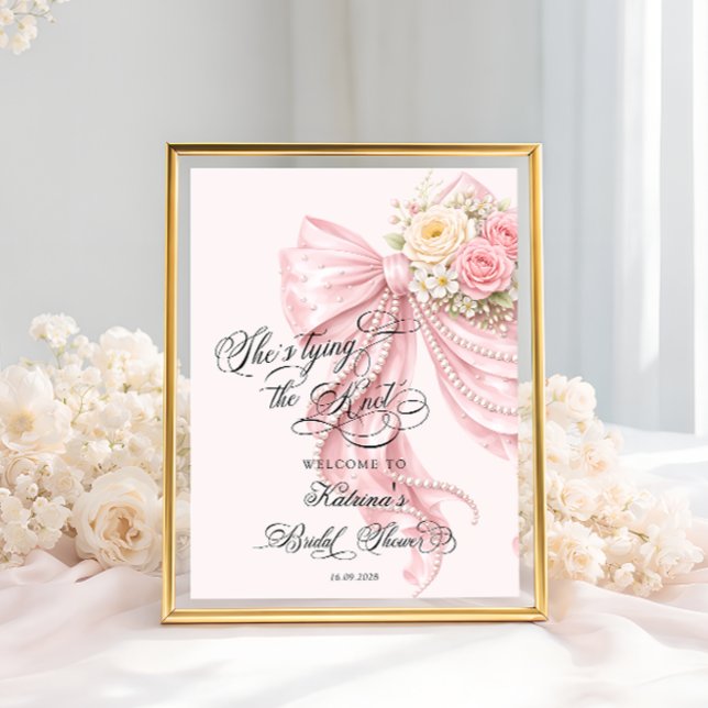 Bow She's Tying the Knot Bridal Shower Welcome Poster (Von Creator hochgeladen)