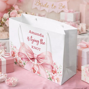 Bow Sie heiratet rosa florale Bridal Shower Große Geschenktüte
