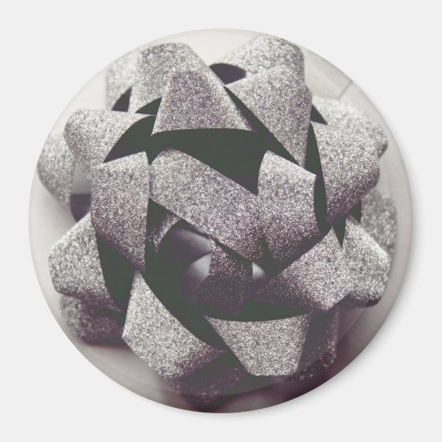 Bow silbergraues Party Magnet (Vorne)