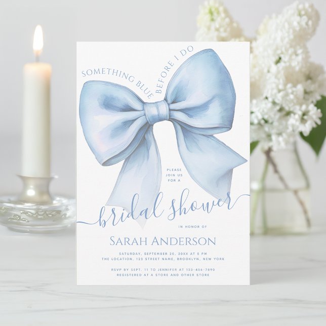Bow Something Blue Before I Do Chic Bridal Shower Einladung (Von Creator hochgeladen)