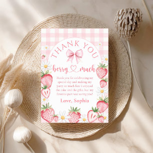 Bow Strawberry Berry Erster Geburtstag Dankeschön  Dankeskarte