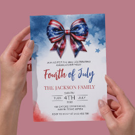 Bow Themed 4. Juli Patriotisches Party Einladung