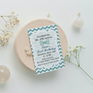 Bow Tie 1st Birthday Invitation