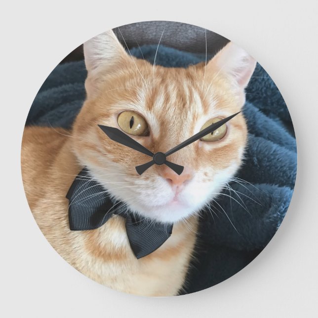 Bow tie cat große wanduhr (Vorderseite)