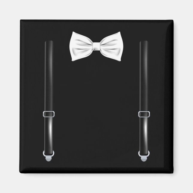 Bow Tie With Suspenders Funny Wedding And Special  Magnet (Vorne)